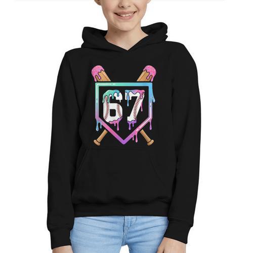 Baseball Ice Cream Drip 67 Player Dabbing Six Seven Boys Graphic Youth Hoodie - Sportilla