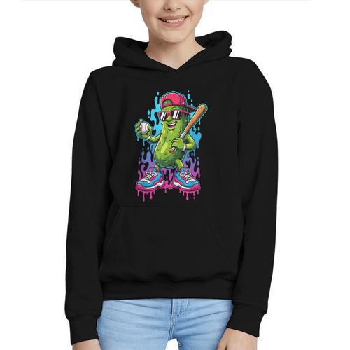 Baseball Ice Cream Drip Boys And Girls Batter Game Day Graphic Youth Hoodie - Sportilla
