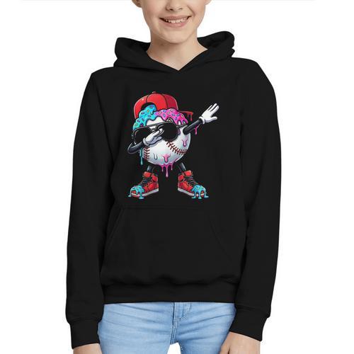 Baseball Ice Cream Drip Dabbing Sports Sprinkles For Boys Graphic Youth Hoodie - Sportilla