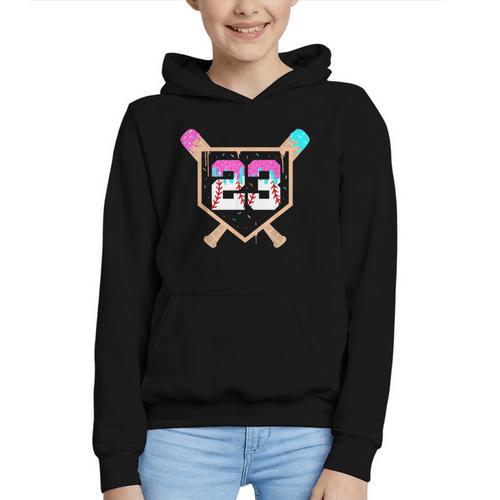 Baseball Ice Cream Drip Number 23 Player 23rd Birthday Graphic Youth Hoodie - Sportilla