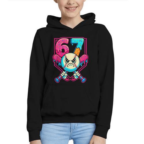 Baseball Ice Cream Drip Number 67 Six Seven Meme 67 Graphic Youth Hoodie - Sportilla