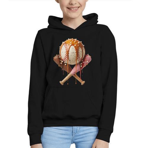 Baseball Ice Cream Drip Style Melting Ice Cream Youth Teen Graphic Youth Hoodie - Sportilla