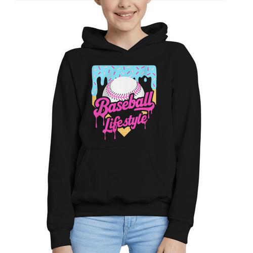 Baseball Life Lifestyle Home Plate Ice Cream Drip Men Boys Graphic Youth Hoodie - Sportilla