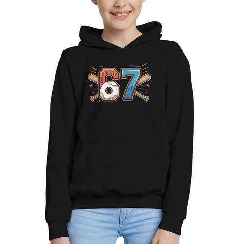 Baseball Lover Drip Number 67 Player 67th Birthday Meme Graphic Youth Hoodie - Sportilla