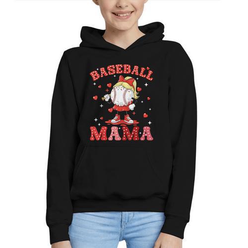 Baseball Mama Sports Mom Baseball Valentine Drip Girls Women Graphic Youth Hoodie - Sportilla