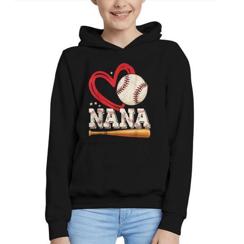 Baseball Nana Baseball Heart Family Matching Graphic Youth Hoodie - Sportilla