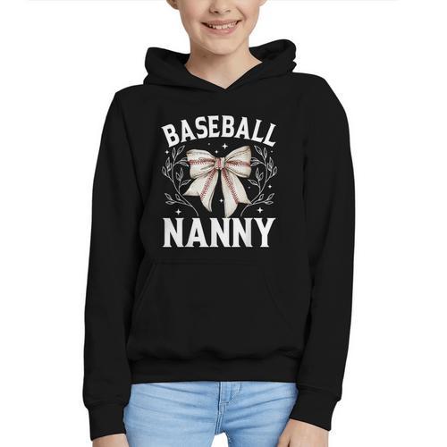 Baseball Nanny Baseball Coquette Bow Graphic Youth Hoodie - Sportilla