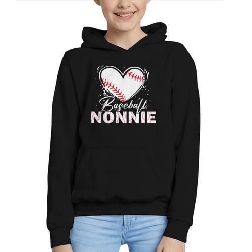 Baseball Nonnie Baseball Heart Graphic Youth Hoodie - Sportilla