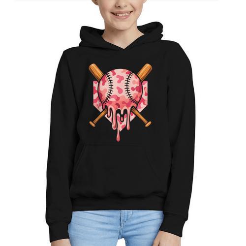 Baseball Pink Camo Ice Cream Youth Boys Girls Graphic Youth Hoodie - Sportilla