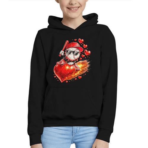 Baseball Valentine's Day Drip Ice Cream Team Graphic Youth Hoodie - Sportilla