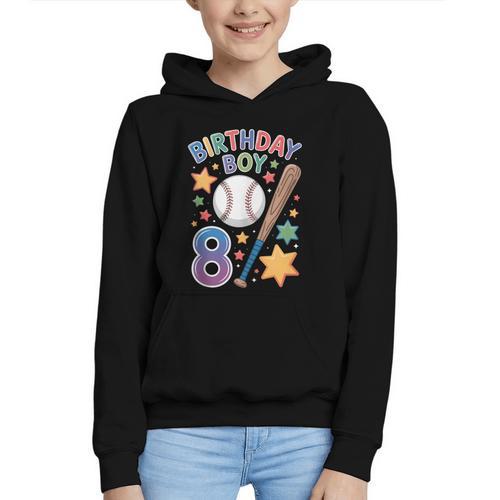 Birthday Boy 8th Birthday Baseball Graphic Youth Hoodie - Sportilla