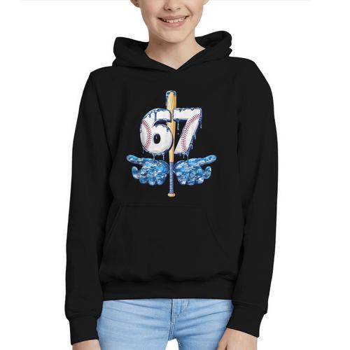 Blue Camo Baseball 67 Six Seven Camo Ice Cream Drip Boy Teen Graphic Youth Hoodie - Sportilla