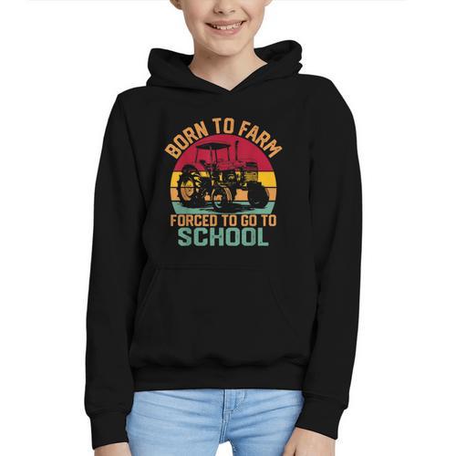 Born To Farm Forced To Go To School Back To School Tractor Graphic Youth Hoodie - Savourry