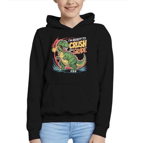Boy Kid Ready To Crush 2nd Grade Dinosaur Back To School Graphic Youth Hoodie - Savourry
