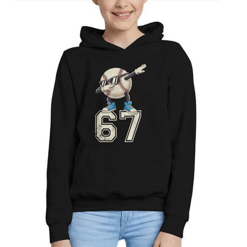 Boys Kids 67 Six Seven Sunglasses Dabbing Baseball Lover Graphic Youth Hoodie - Sportilla