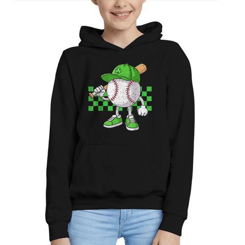 Boys St Patricks Day Baseball Player Pitcher Coach Kids Graphic Youth Hoodie - Sportilla