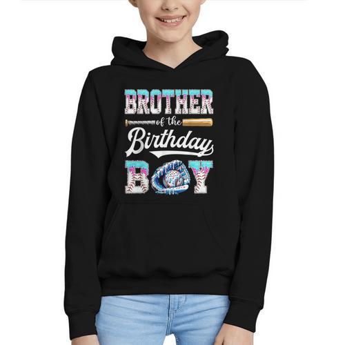 Brother Of The Birthday Boy Baseball Ice Cream Drip Matching Graphic Youth Hoodie - Sportilla