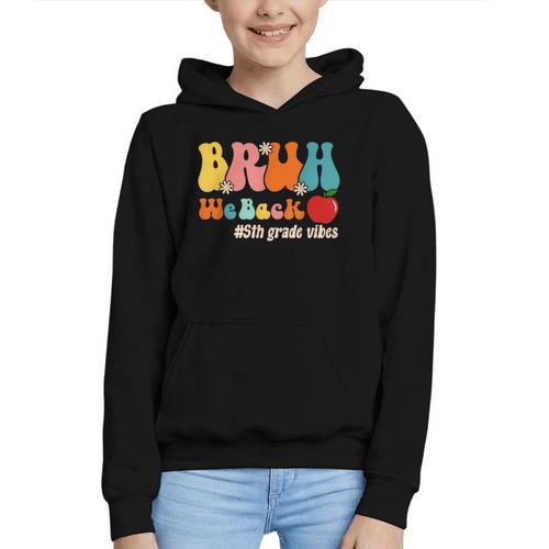 Bruh We Back 5th Grade Vibes Back To School Fifth Grade Graphic Youth Hoodie - Savourry