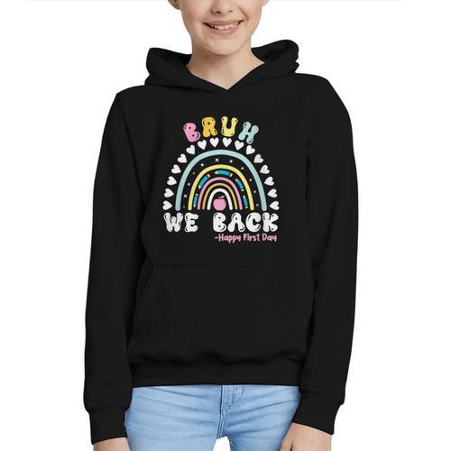 Bruh We Back Happy First Day Of School Back To School Kids Graphic Youth Hoodie - Savourry