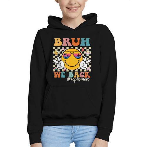 Bruh We Back Sophomore Retro Back To School Boys Girls Kids Graphic Youth Hoodie - Savourry