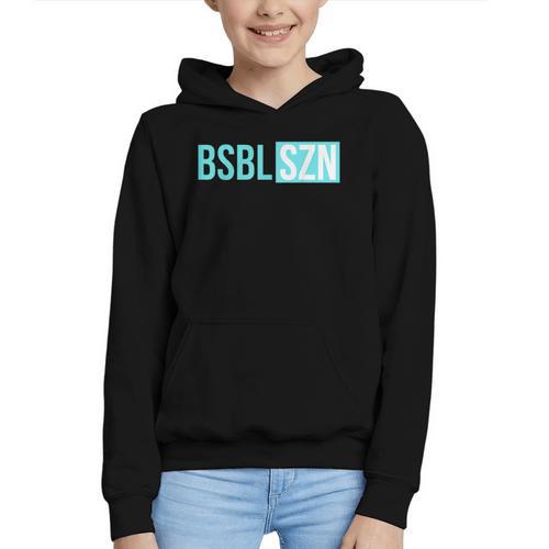 BSBL SZN Baseball Season Game Day Boys Girls Youth Graphic Youth Hoodie - Sportilla