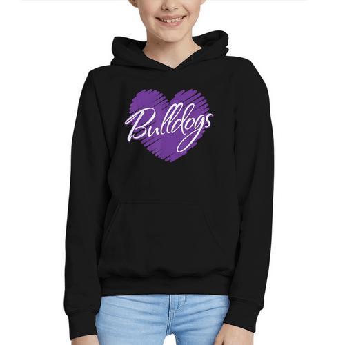 Bulldogs Heart Back To School Spirit P Graphic Youth Hoodie - Savourry