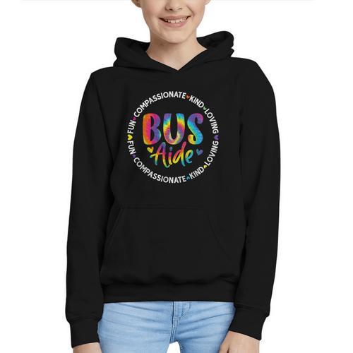 Bus Driver Aide Back To School Bus Driver Tie Dye Graphic Youth Hoodie - Savourry
