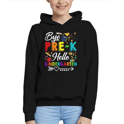 Bye Pre-K Hello Kindergarten Students Pupils Back To School Graphic Youth Hoodie - Savourry