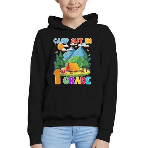Camp Out In 1st Grade Back To School For Camping Lover Graphic Youth Hoodie - Savourry