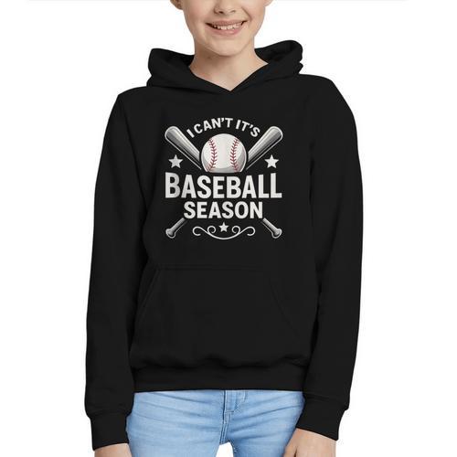 I Can't It's Baseball Season Graphic Youth Hoodie - Sportilla