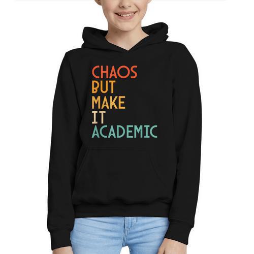 Chaos But Make It Academic Retro Back To School Graphic Youth Hoodie - Savourry