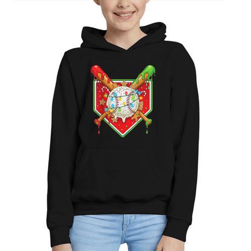 Christmas Baseball Ice Cream Drip Men Women Kids Graphic Youth Hoodie - Sportilla