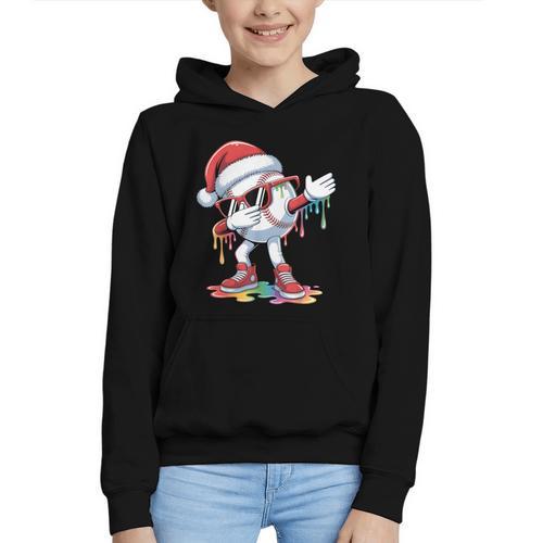 Christmas Baseball Ice Cream Dripping Santa Baseball Drip Graphic Youth Hoodie - Sportilla