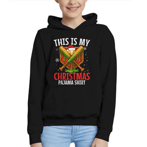 My Christmas Baseball Pajama Helmet Santa Xmas Men Boys Graphic Youth Hoodie - Sportilla