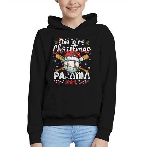 This Is My Christmas Pajama Shirt Baseball Xmas PJs Boys Men Graphic Youth Hoodie - Sportilla