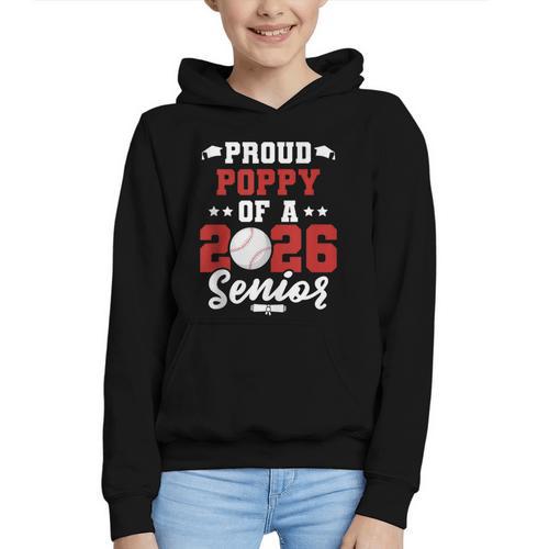 Class Of 2026 Senior Year Baseball Poppy 2026 Graduate Graphic Youth Hoodie - Sportilla