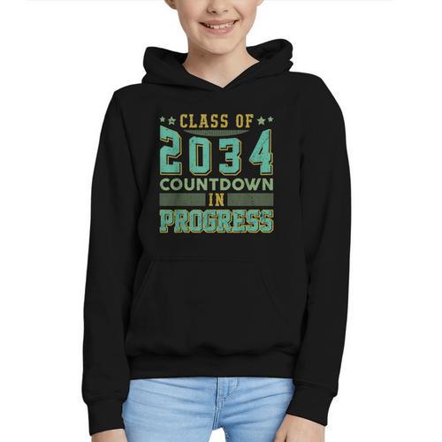 Class Of 2034 Countdown In Progress Fun Back To School Retro Graphic Youth Hoodie - Savourry
