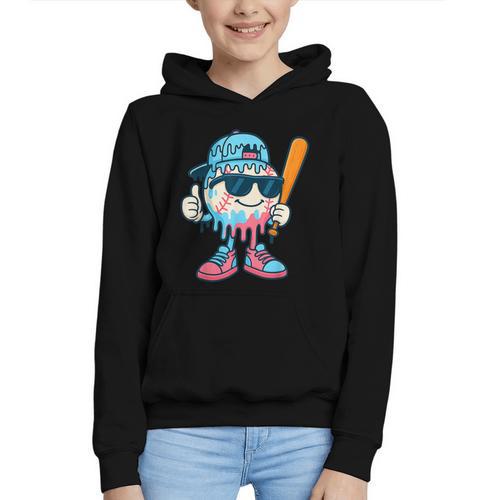 Cool Ice Cream Drip Baseball Drip For Boys Sports Kids Graphic Youth Hoodie - Sportilla