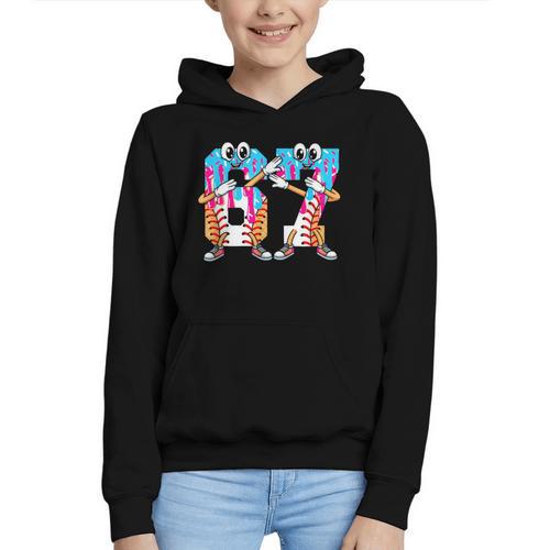 Dabbing Baseball Ice Cream Drip Number 67 Birthday Party Graphic Youth Hoodie - Sportilla