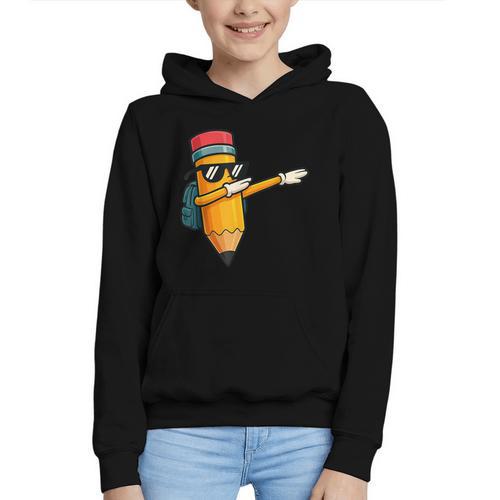 Dabbing Pencil Dancing Back To School First Day Student Boys Graphic Youth Hoodie - Savourry
