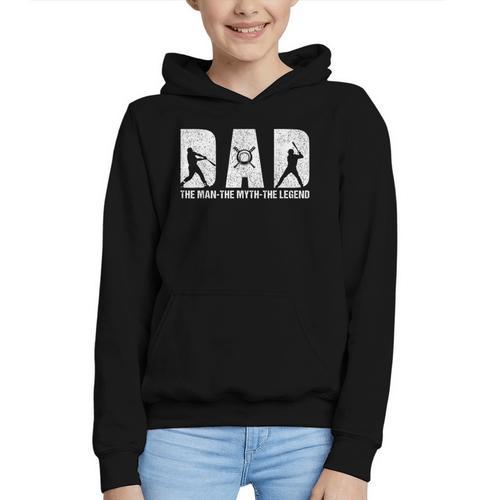 Dad Baseball The Man The Myth The Legend Daddy Father's Day Graphic Youth Hoodie - Sportilla