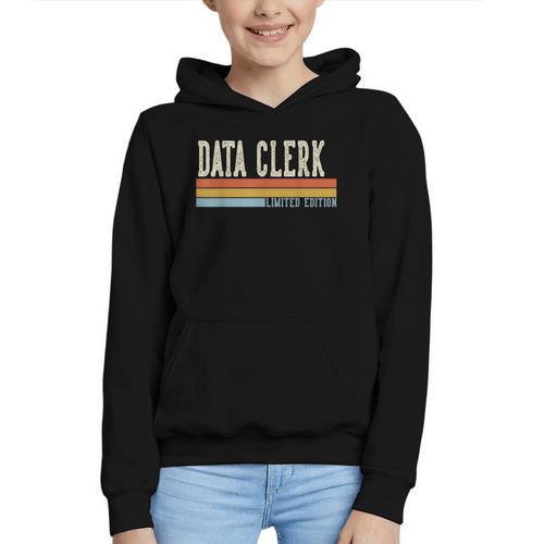 Data Clerk Week Retro Vintage Back To School Day Graphic Youth Hoodie - Savourry