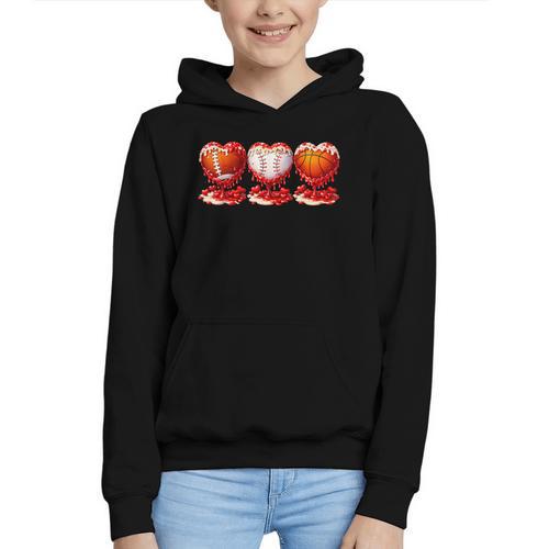 Drip Valentines Day Basketball Baseball Football Boy Men Kid Graphic Youth Hoodie - Sportilla