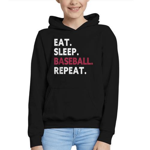 Eat Sleep Baseball Repeat Baseball Player Graphic Youth Hoodie - Sportilla