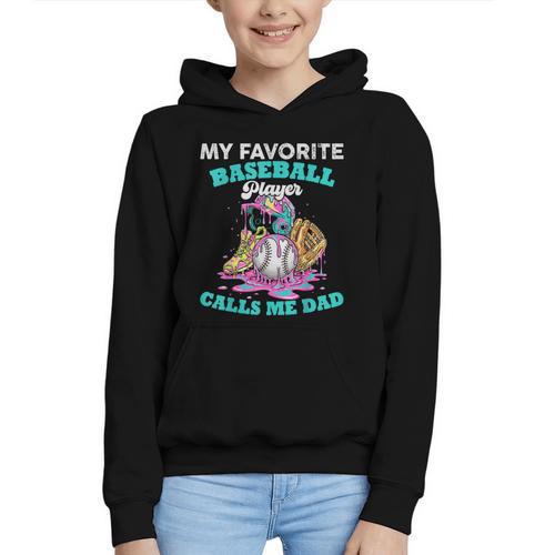 My Favorite Baseball Player Calls Me Dad Ice Cream Drip Graphic Youth Hoodie - Sportilla