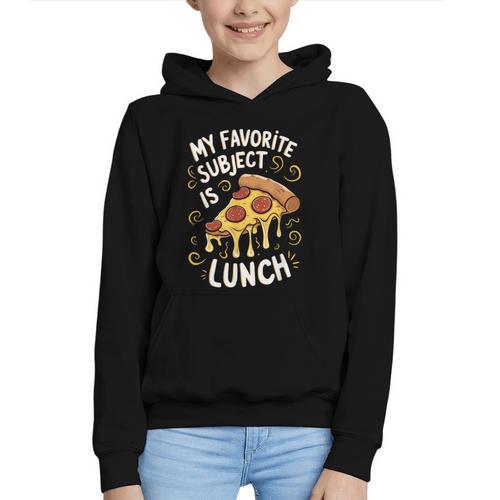 My Favorite Subject Is Lunch Pizza Back To School Graphic Youth Hoodie - Savourry