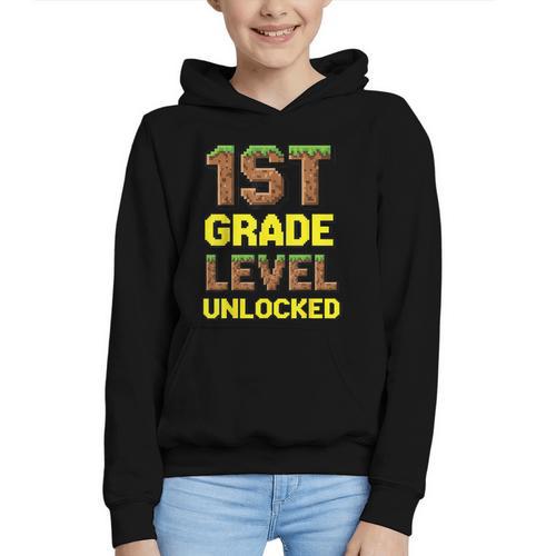 First Day Of 1st Grade Level Unlocked Back To School For Boy Graphic Youth Hoodie - Savourry