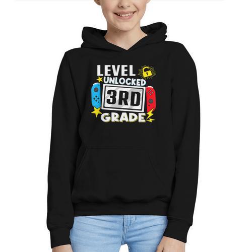 First Day Of 3rd Grade Level Unlocked Game Back To School Graphic Youth Hoodie - Savourry