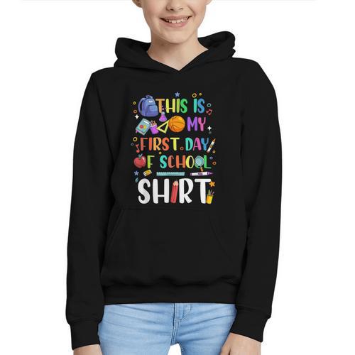 This Is My First Day Of School Boys Girls Kid Back To School Graphic Youth Hoodie - Savourry