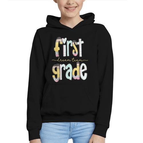 First Grade Dream Team Pencil Back To School Boys Girls Graphic Youth Hoodie - Savourry